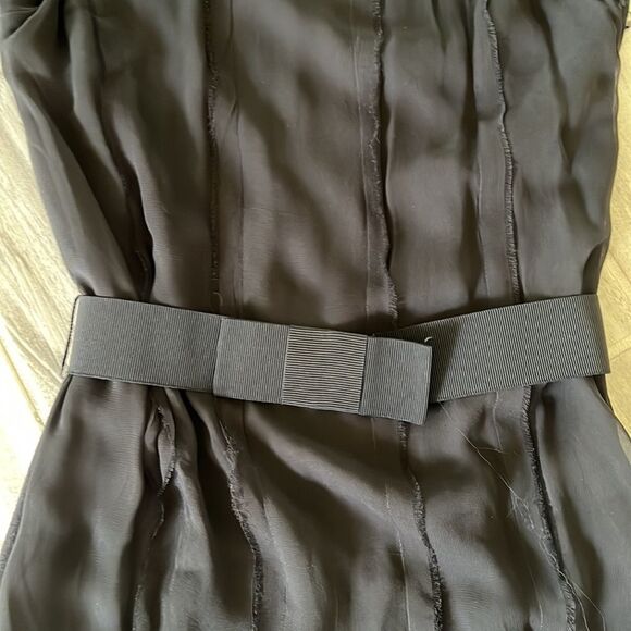 Lanvin Scoop Neck Sleeveless Black Dress With Rhinestones and Ribbon Belt Small - Picture 9 of 10